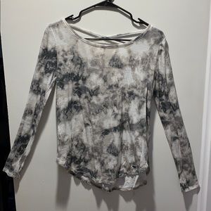 white and gray long sleeve